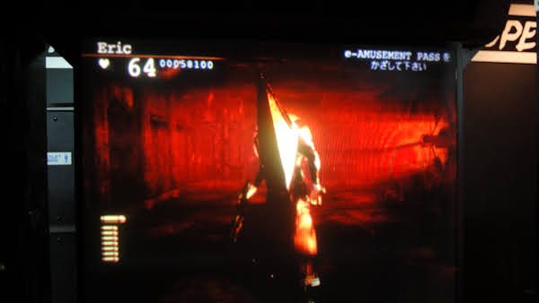 screenshot of the character pyramid head about to end my game